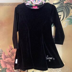 Vintage black stretch velvet long sleeve twirl sparkle Barbie dress 1999 sz 4t